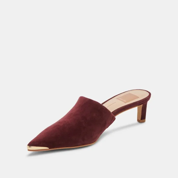 Dolce Vita Lexy Heels Cranberry Suede Women Mules and Clogs