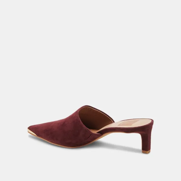 Dolce Vita Lexy Heels Cranberry Suede Women Mules and Clogs