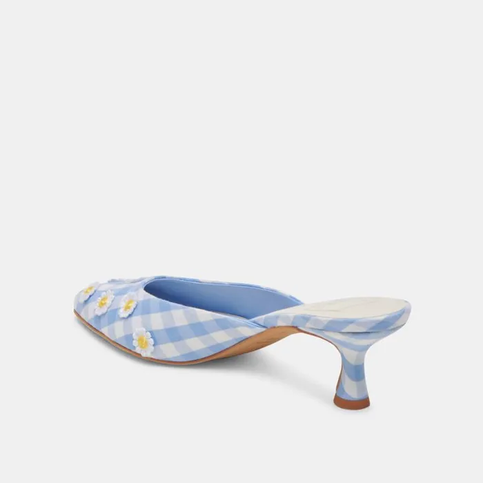 Dolce Vita Lilou Heels White Blue Gingham Women Heels
