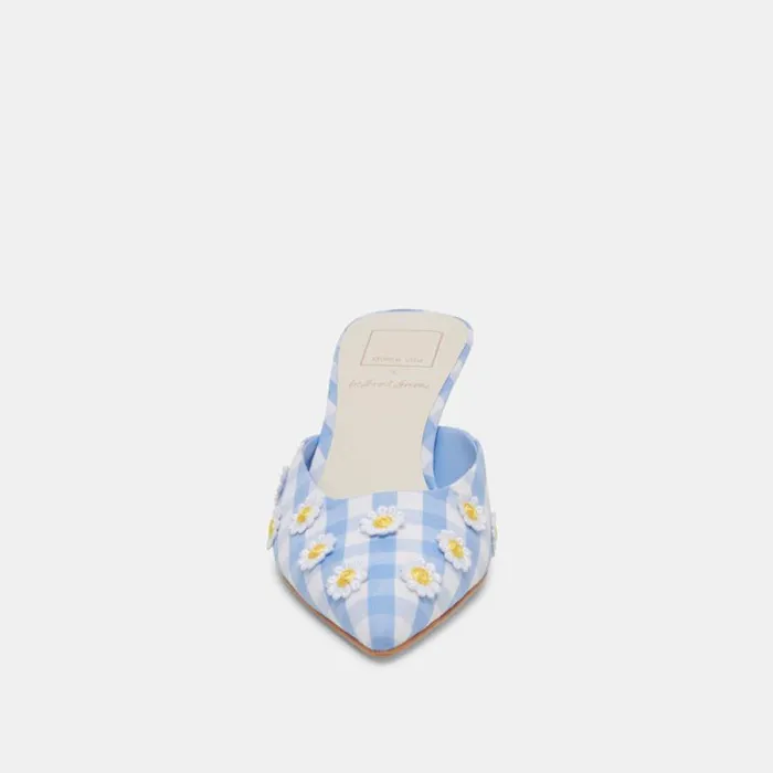 Dolce Vita Lilou Heels White Blue Gingham Women Heels
