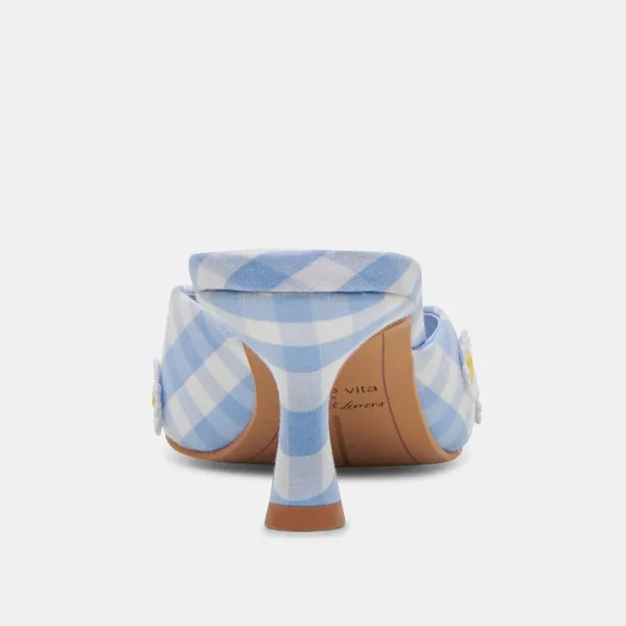 Dolce Vita Lilou Heels White Blue Gingham Women Heels