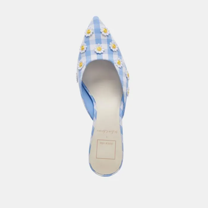 Dolce Vita Lilou Heels White Blue Gingham Women Heels