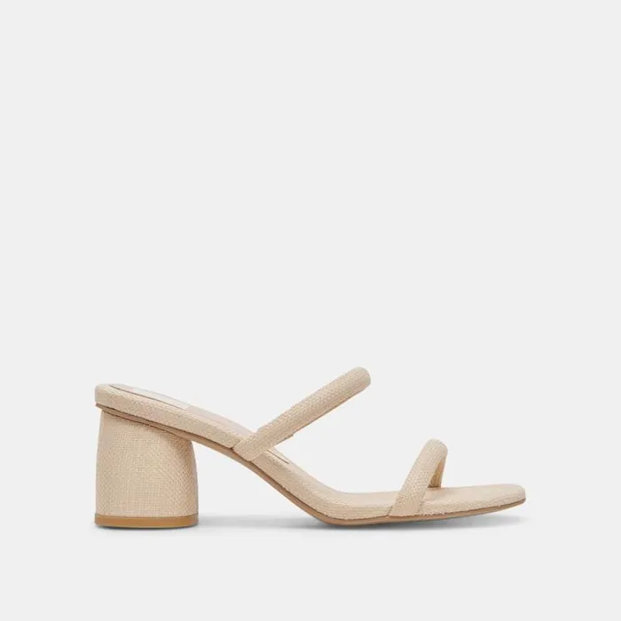 Dolce Vita Mandie Heels Oatmeal Raffia Women Sandals