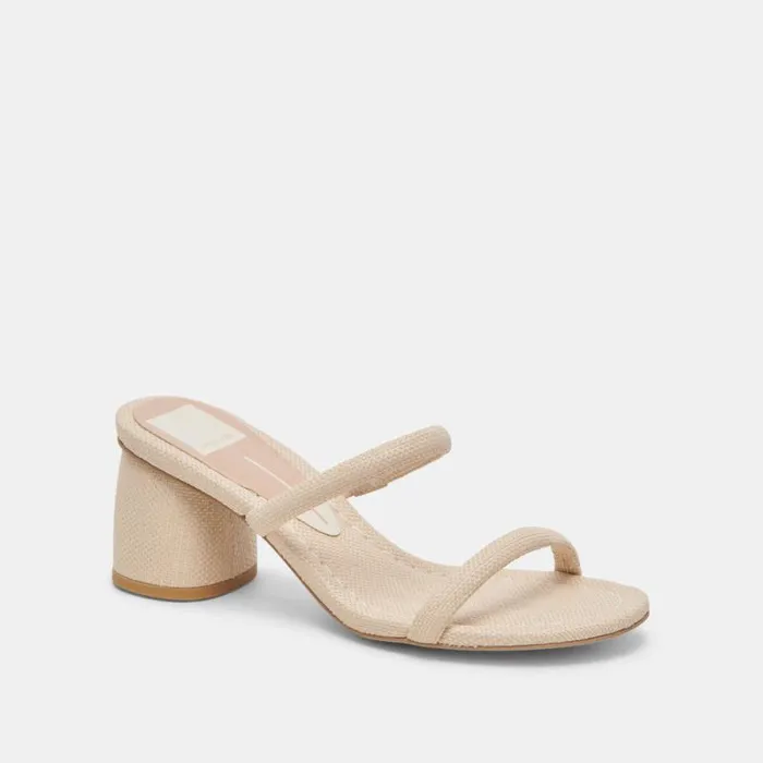 Dolce Vita Mandie Heels Oatmeal Raffia Women Sandals
