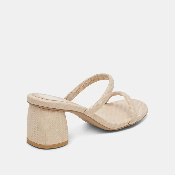 Dolce Vita Mandie Heels Oatmeal Raffia Women Sandals
