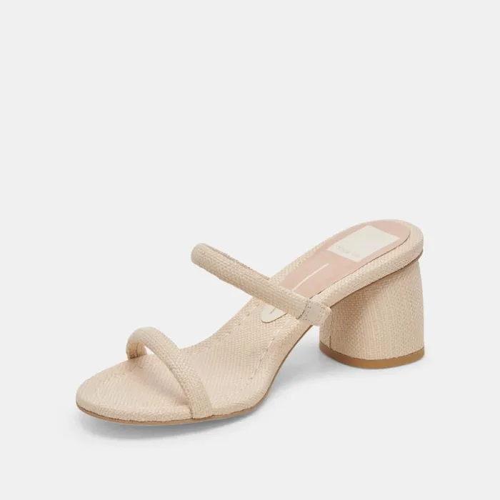 Dolce Vita Mandie Heels Oatmeal Raffia Women Sandals