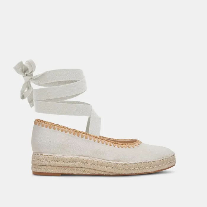 Dolce Vita Morgan Flats Ivory Canvas Women Flats and Loafers