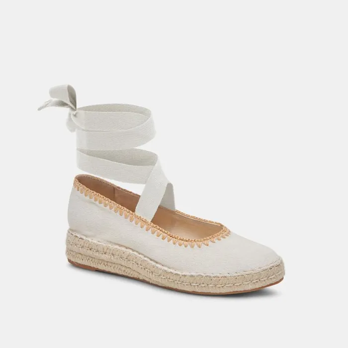 Dolce Vita Morgan Flats Ivory Canvas Women Flats and Loafers