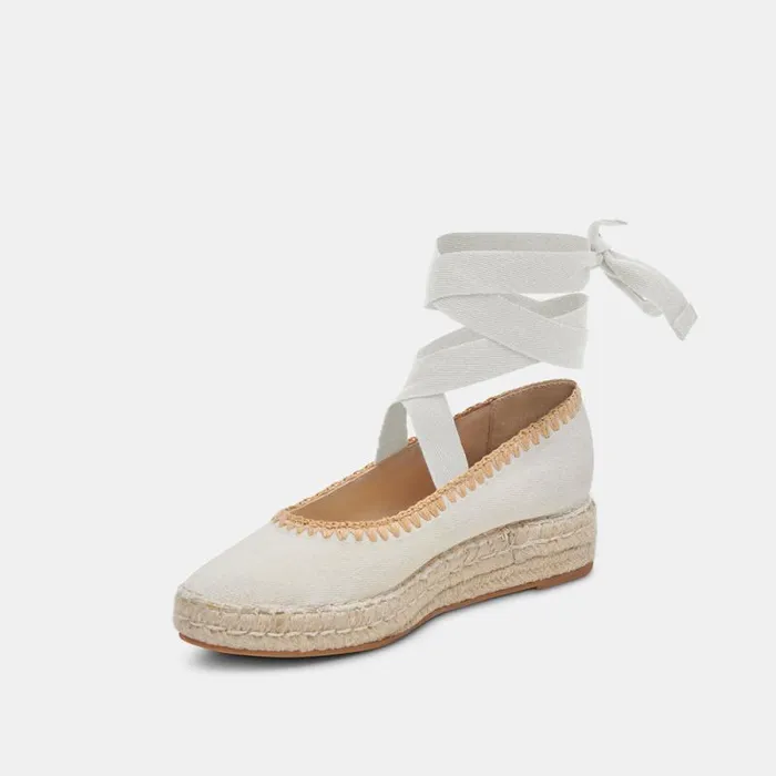 Dolce Vita Morgan Flats Ivory Canvas Women Flats and Loafers