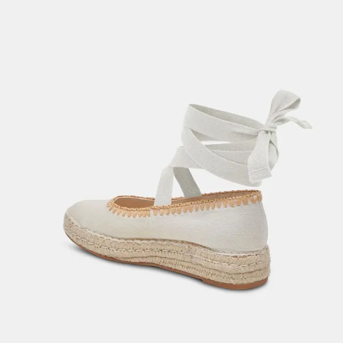 Dolce Vita Morgan Flats Ivory Canvas Women Flats and Loafers