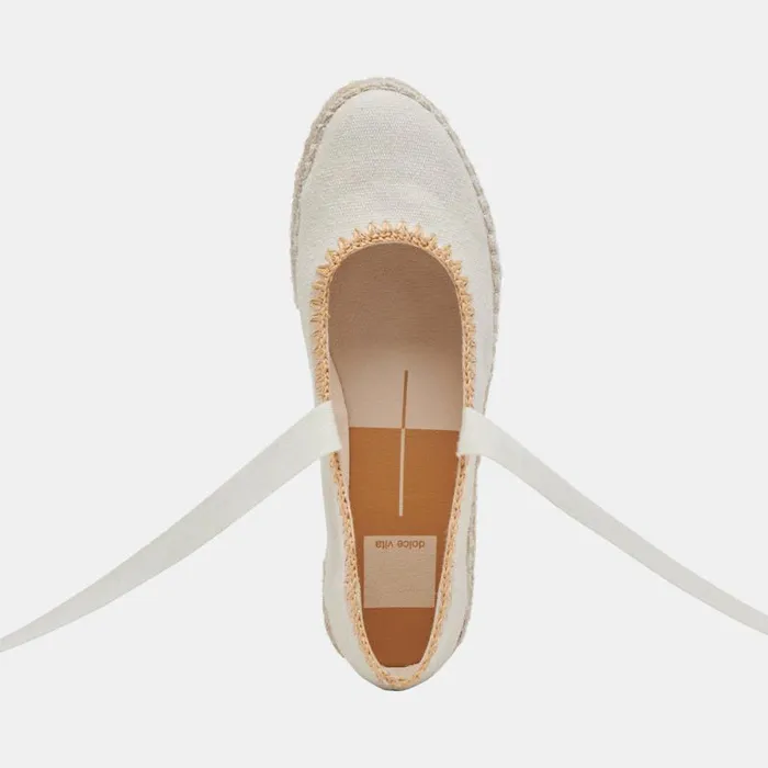 Dolce Vita Morgan Flats Ivory Canvas Women Flats and Loafers