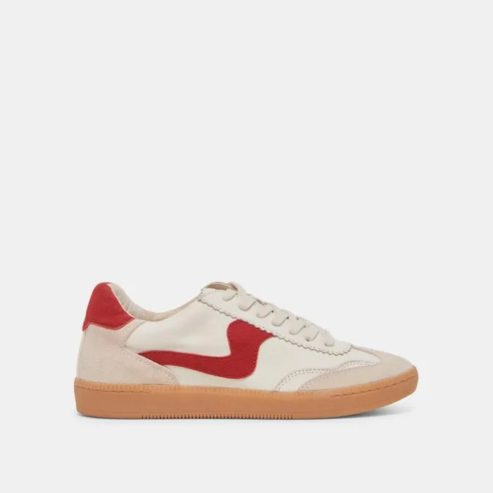 Dolce Vita Notice Sneakers White Red Leather Women Sneakers