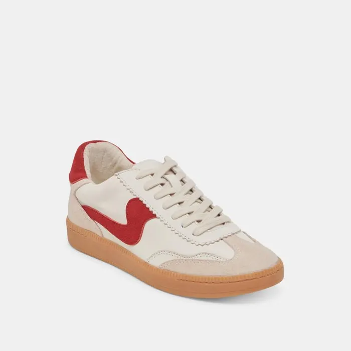 Dolce Vita Notice Sneakers White Red Leather Women Sneakers