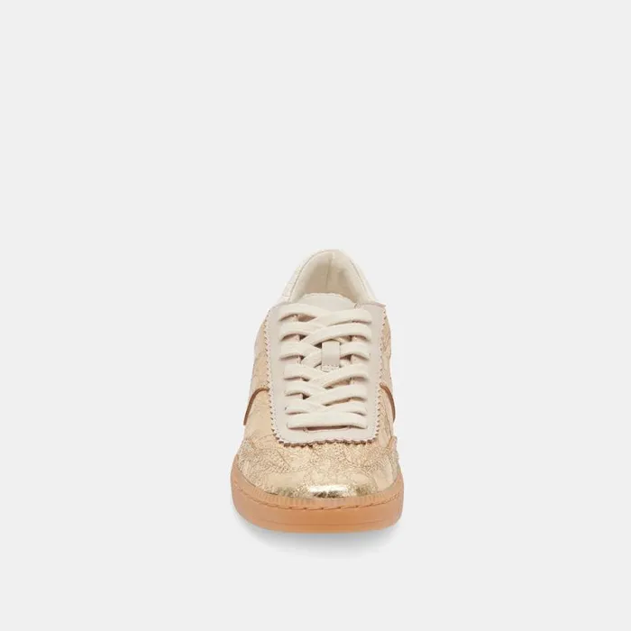 Dolce Vita Notice Wide Sneakers Gold Distressed Leather Women Sneakers