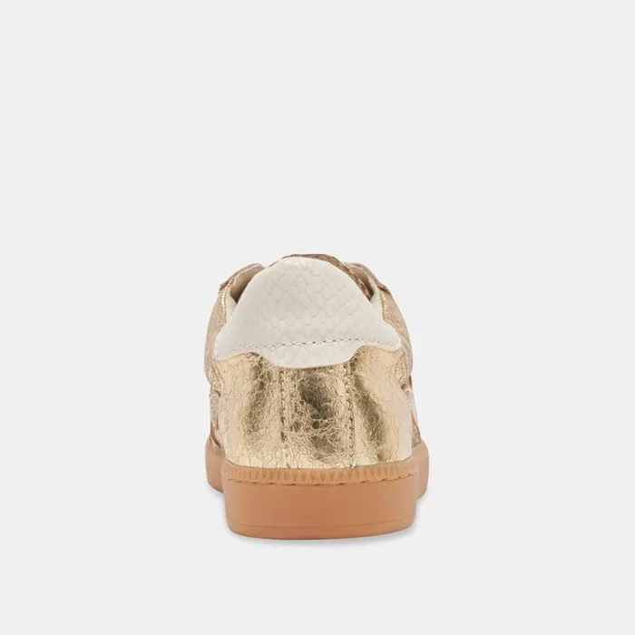 Dolce Vita Notice Wide Sneakers Gold Distressed Leather Women Sneakers