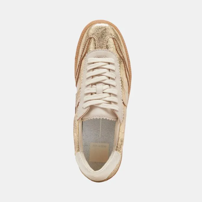 Dolce Vita Notice Wide Sneakers Gold Distressed Leather Women Sneakers