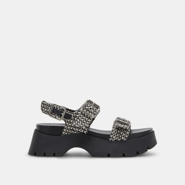 Dolce Vita Palda Sandals Black White Raffia Women Sandals