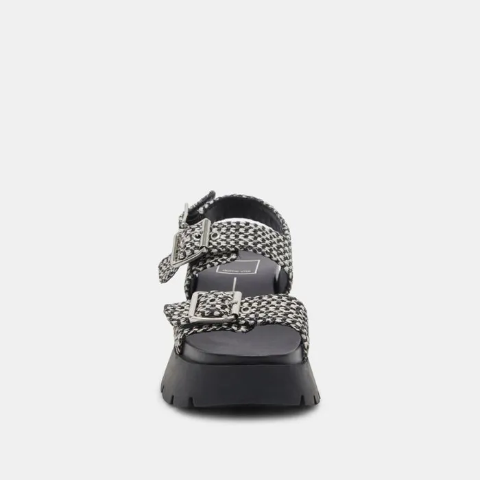 Dolce Vita Palda Sandals Black White Raffia Women Sandals