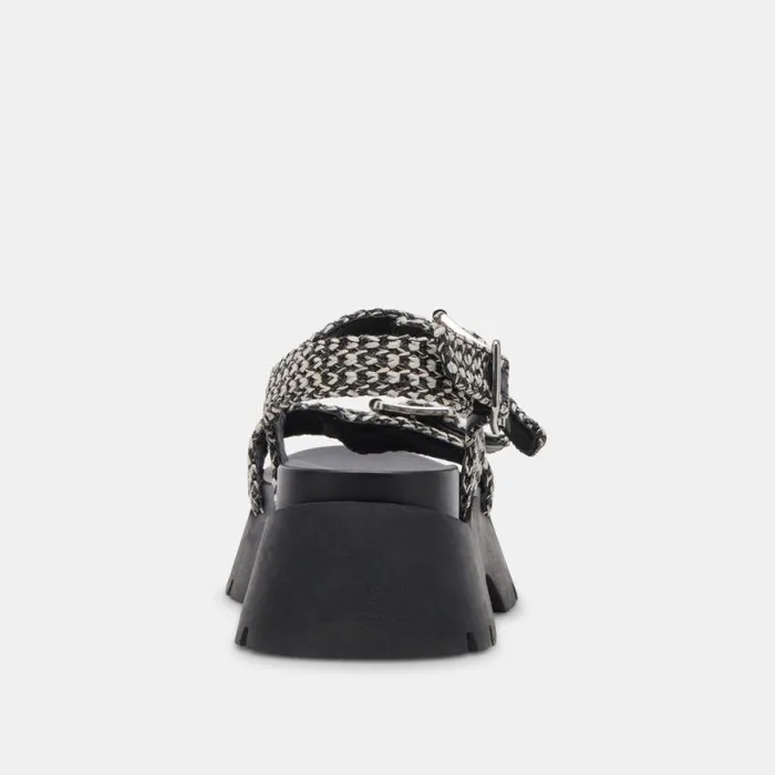 Dolce Vita Palda Sandals Black White Raffia Women Sandals