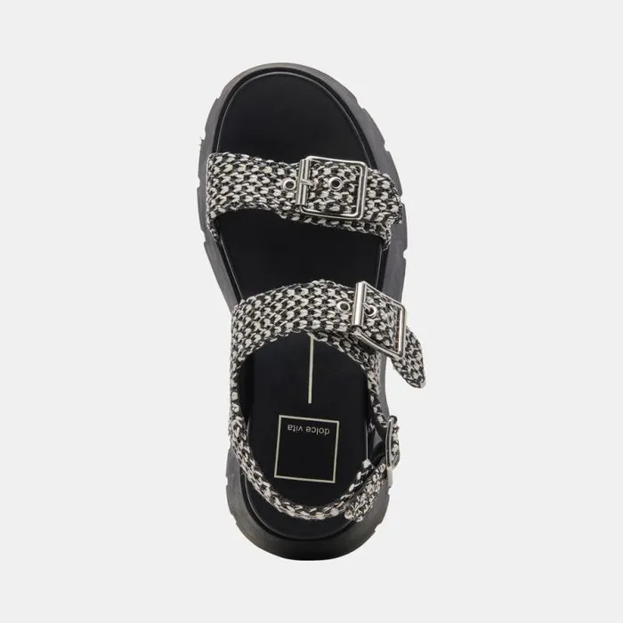 Dolce Vita Palda Sandals Black White Raffia Women Sandals