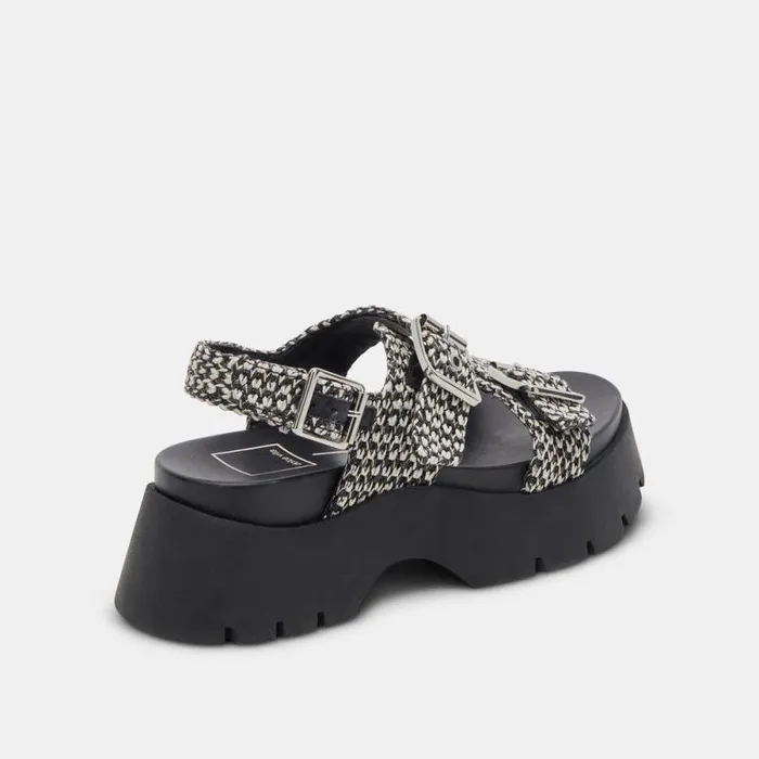 Dolce Vita Palda Sandals Black White Raffia Women Sandals