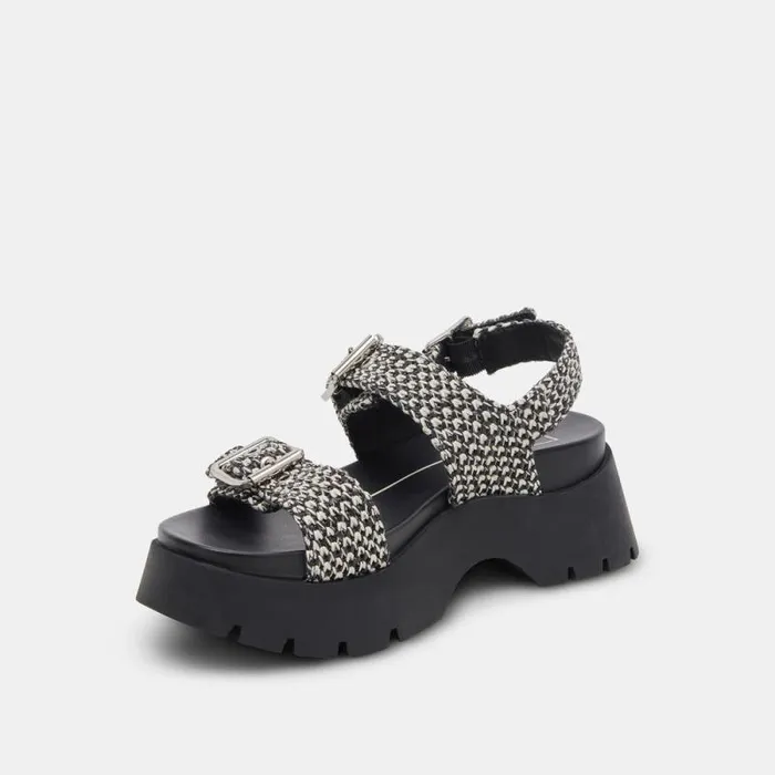 Dolce Vita Palda Sandals Black White Raffia Women Sandals