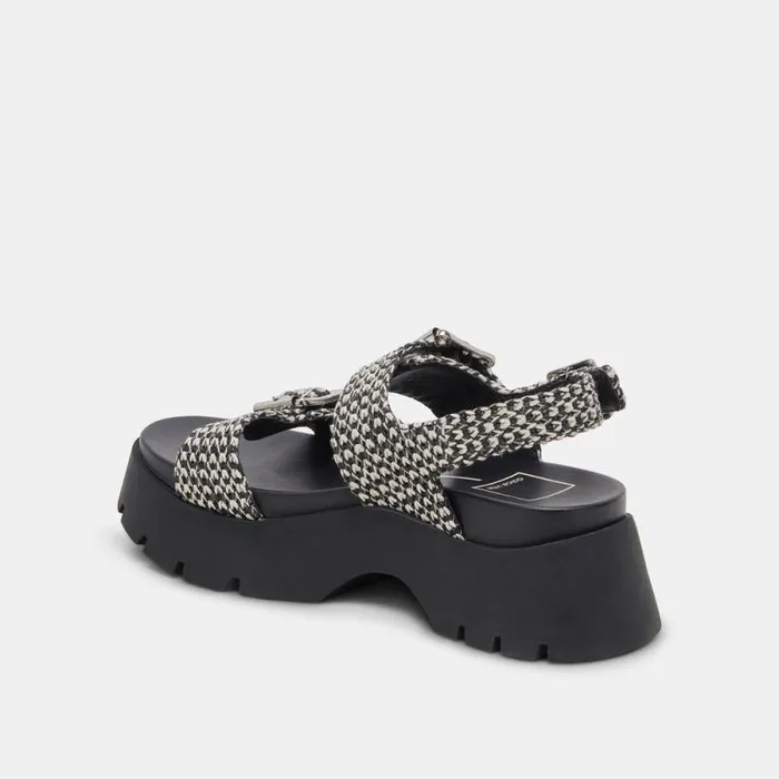 Dolce Vita Palda Sandals Black White Raffia Women Sandals