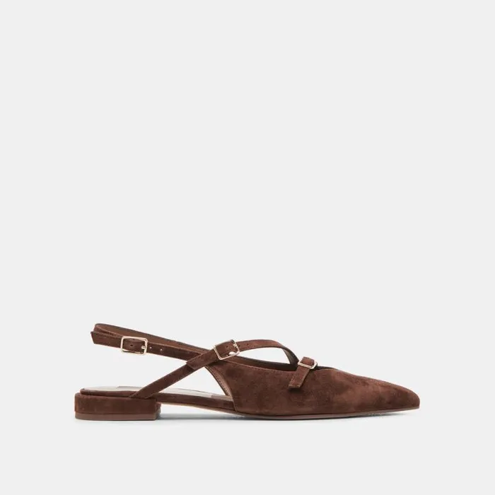 Dolce Vita Pamla Flats Dk Brown Suede Women Flats and Loafers
