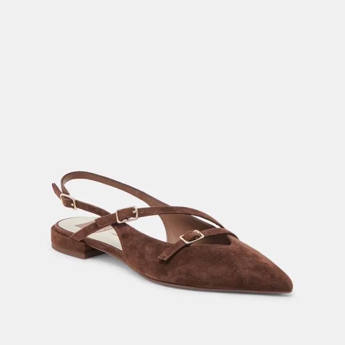 Dolce Vita Pamla Flats Dk Brown Suede Women Flats and Loafers