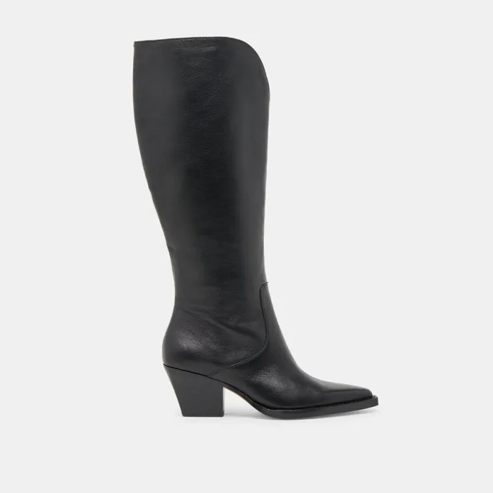 Dolce Vita Raj Wide Calf Boots Black Leather Women Boots and Booties
