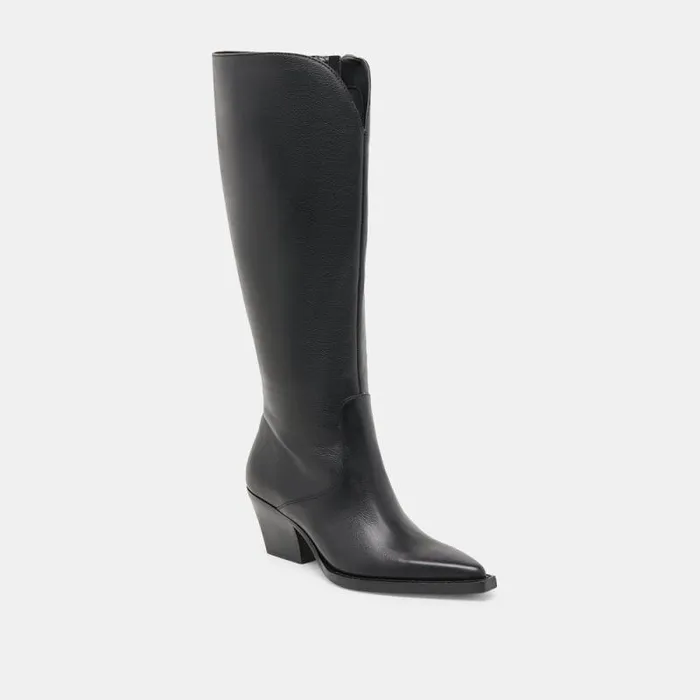 Dolce Vita Raj Wide Calf Boots Black Leather Women Boots and Booties