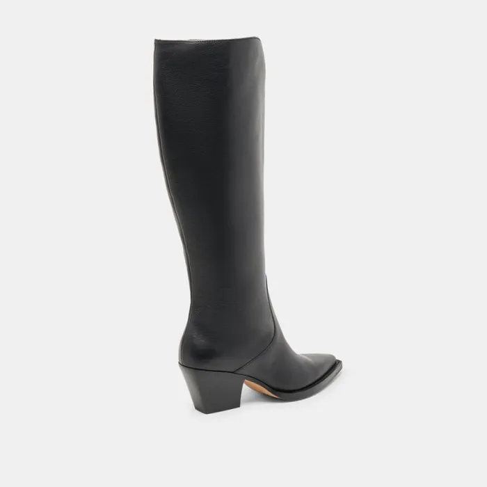 Dolce Vita Raj Wide Calf Boots Black Leather Women Boots and Booties