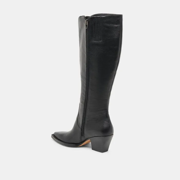 Dolce Vita Raj Wide Calf Boots Black Leather Women Boots and Booties