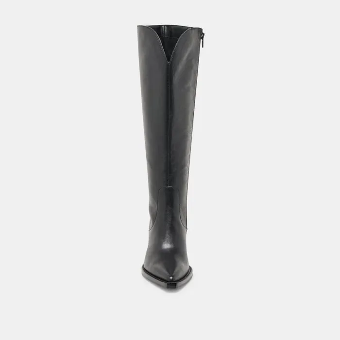 Dolce Vita Raj Wide Calf Boots Black Leather Women Boots and Booties