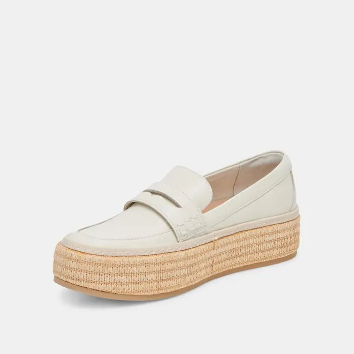 Dolce Vita Ranna Loafers Ivory Leather Women Flats and Loafers
