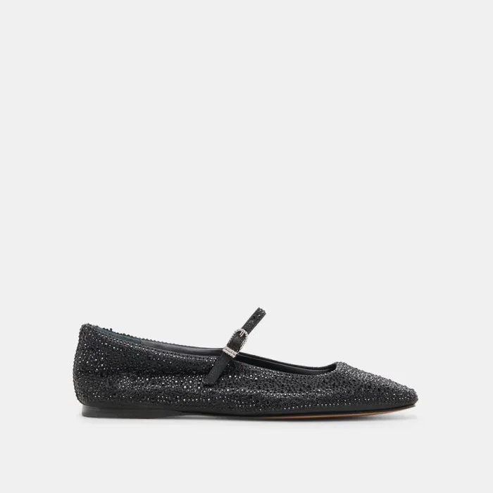 Dolce Vita Reyes Crystal Ballet Flats Black Metallic Crystal Women Flats and Loafers