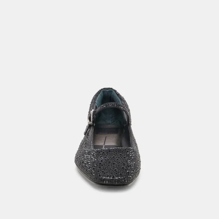 Dolce Vita Reyes Crystal Ballet Flats Black Metallic Crystal Women Flats and Loafers