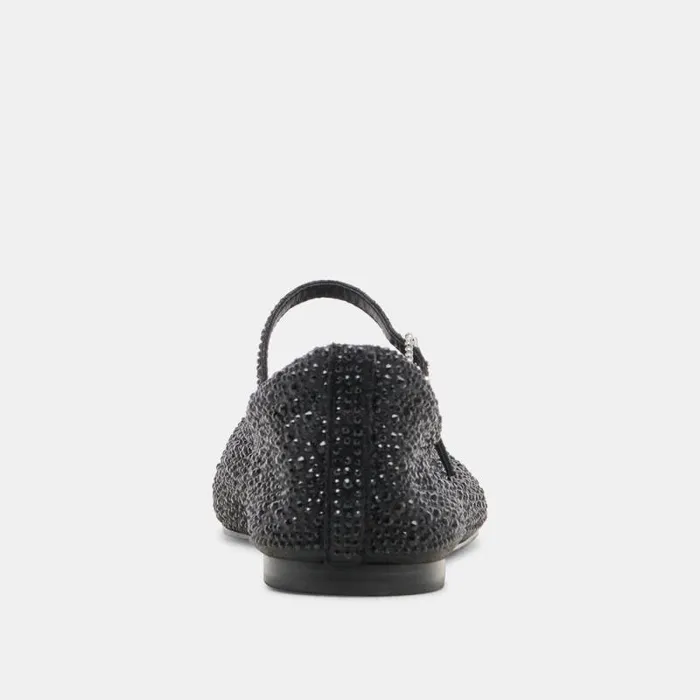 Dolce Vita Reyes Crystal Ballet Flats Black Metallic Crystal Women Flats and Loafers