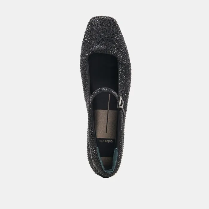 Dolce Vita Reyes Crystal Ballet Flats Black Metallic Crystal Women Flats and Loafers