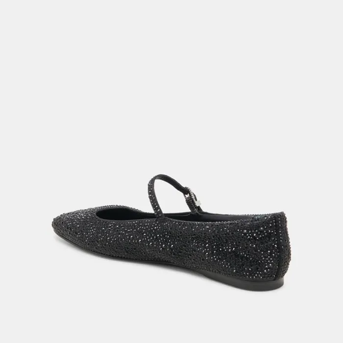 Dolce Vita Reyes Crystal Ballet Flats Black Metallic Crystal Women Flats and Loafers