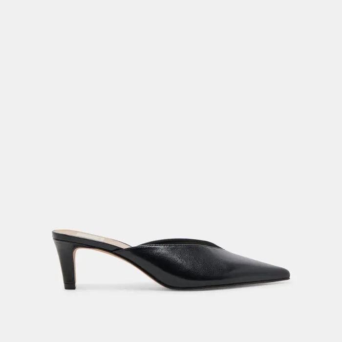 Dolce Vita Sarina Heels Midnight Crinkle Patent Women Mules and Clogs