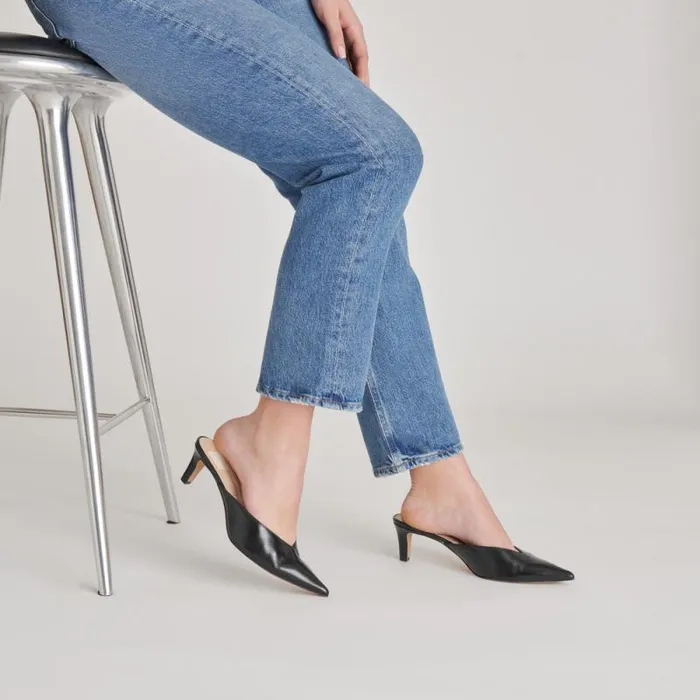 Dolce Vita Sarina Heels Midnight Crinkle Patent Women Mules and Clogs