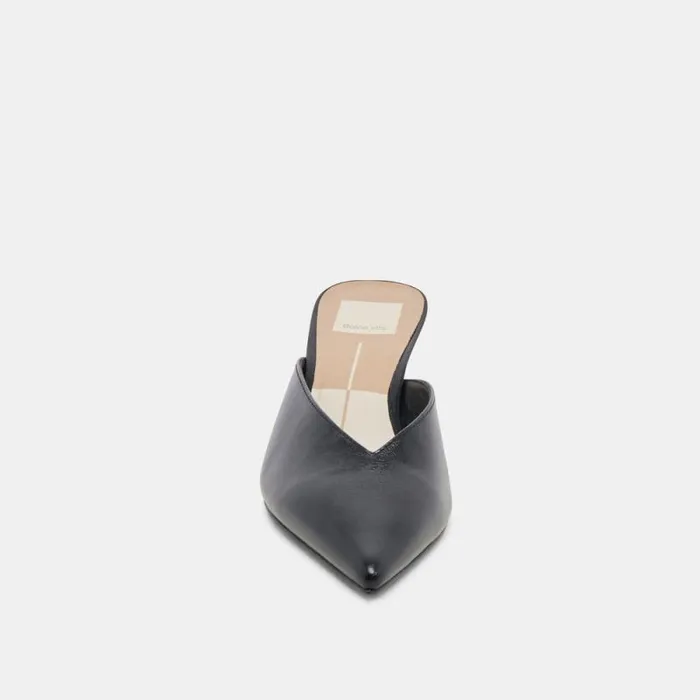 Dolce Vita Sarina Heels Midnight Crinkle Patent Women Mules and Clogs