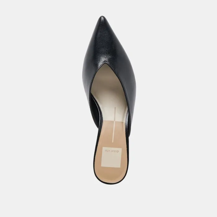 Dolce Vita Sarina Heels Midnight Crinkle Patent Women Mules and Clogs