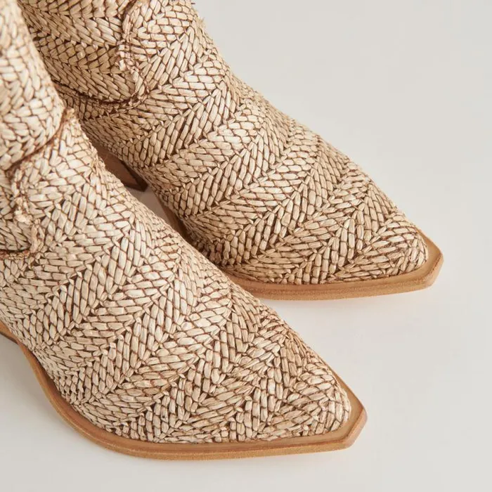 Dolce Vita Texin Booties Brown Multi Raffia Women Boots and Booties