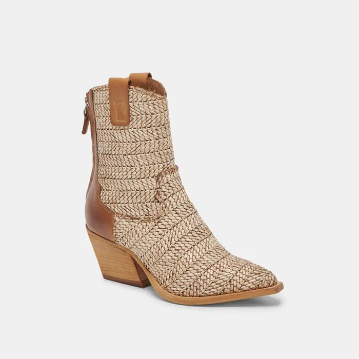 Dolce Vita Texin Booties Brown Multi Raffia Women Boots and Booties