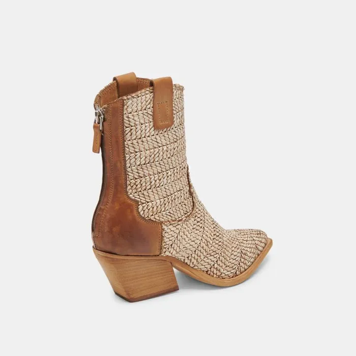 Dolce Vita Texin Booties Brown Multi Raffia Women Boots and Booties