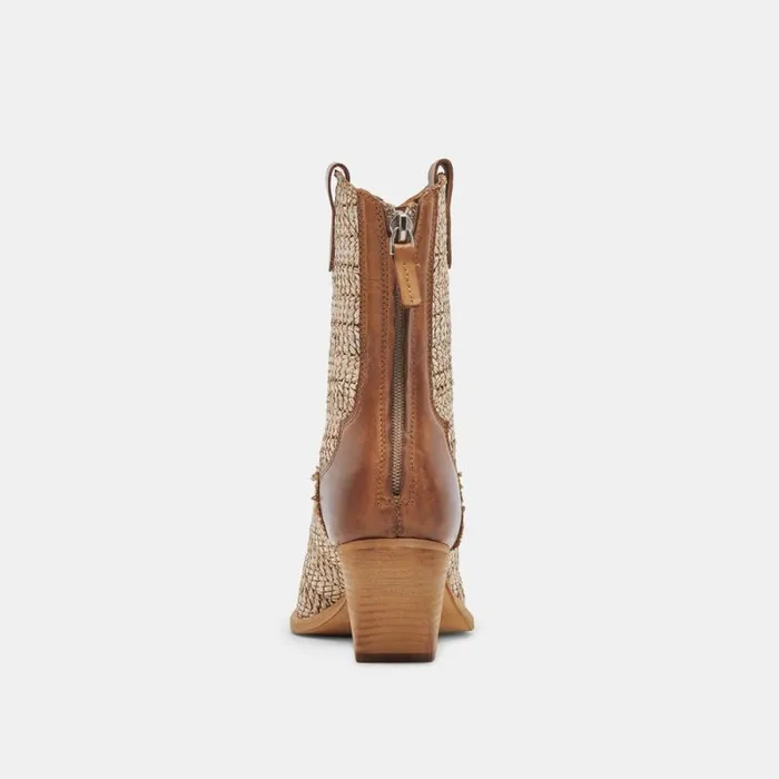 Dolce Vita Texin Booties Brown Multi Raffia Women Boots and Booties