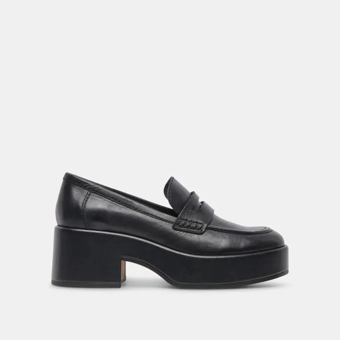 Dolce Vita Yanni Loafers Black Leather Women Flats and Loafers