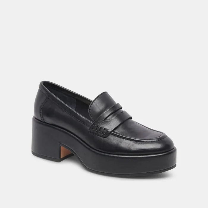 Dolce Vita Yanni Loafers Black Leather Women Flats and Loafers